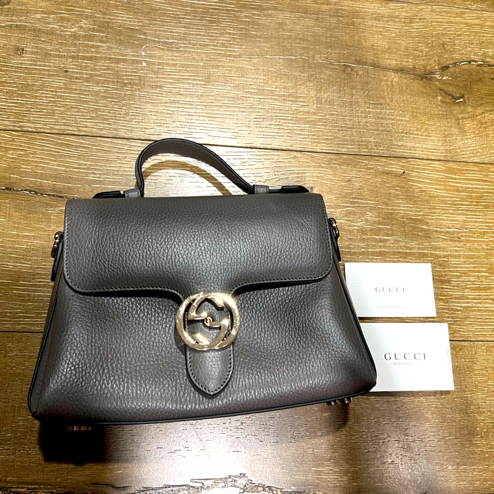Vintage 1973 Gucci marmont with detachable silver chain and original Gucci box.